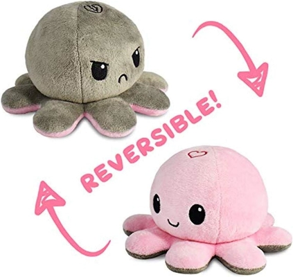 TeeTurtle - Оригинальный обратимый осьминог Плюши - Любовь + Ненависть - Милые сенсорные фиджеты Наполненные животными, которые показывают ваш