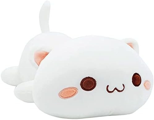 Onsoyours Cute Kitten Plush Toy 25.5 &quot;Наполненное животное домашнее животное Китти Мягкий аниме Кошка Большая плюшевая подушка для детей (Белый А, 25.5