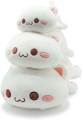 Onsoyours Cute Kitten Plush Toy 25.5 &quot;Наполненное животное домашнее животное Китти Мягкий аниме Кошка Большая плюшевая подушка для детей (Белый А, 25.5