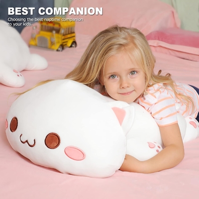 Onsoyours Cute Kitten Plush Toy 25.5 &quot;Наполненное животное домашнее животное Китти Мягкий аниме Кошка Большая плюшевая подушка для детей (Белый А, 25.5