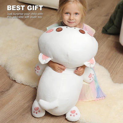 Onsoyours Cute Kitten Plush Toy 25.5 &quot;Наполненное животное домашнее животное Китти Мягкий аниме Кошка Большая плюшевая подушка для детей (Белый А, 25.5