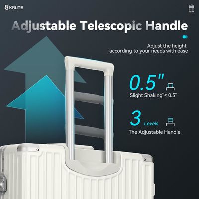 Четырехколесный чемодан без резьбы 20 дюймовый чемодан с PC+ABS TSA Lock 4 Metal Corner Белый