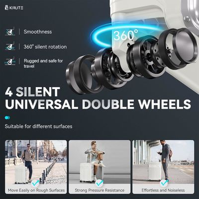 Четырехколесный чемодан без резьбы 20 дюймовый чемодан с PC+ABS TSA Lock 4 Metal Corner Белый