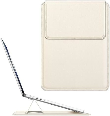 Чехло для ноутбука MacBook Air 13.6M3 M2 A3113 A2681/MacBook Pro 14 A2992-PU Кожаная тонкая крышка для сумки с функцией стойки, коричневый