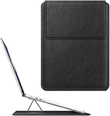Чехло для ноутбука MacBook Air 13.6M3 M2 A3113 A2681/MacBook Pro 14 A2992-PU Кожаная тонкая крышка для сумки с функцией стойки, коричневый