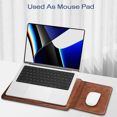 Чехло для ноутбука MacBook Air 13.6M3 M2 A3113 A2681/MacBook Pro 14 A2992-PU Кожаная тонкая крышка для сумки с функцией стойки, коричневый