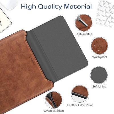 Чехло для ноутбука MacBook Air 13.6M3 M2 A3113 A2681/MacBook Pro 14 A2992-PU Кожаная тонкая крышка для сумки с функцией стойки, коричневый