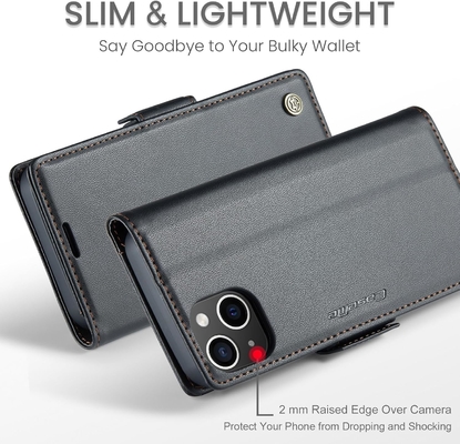 QLTYPRI Wallet Cover для iPhone 13/14, [RFID-блокировка] держатель слота для кредитных карт для устойчивой к ударам защиты корпуса телефона
