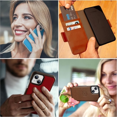 iPhone 13 Кошелек для кошелька / кошелек для ударных устройств 2 в 1 и съемный веганский кожаный набор, совместимый с MagSafe, защищенный RFID