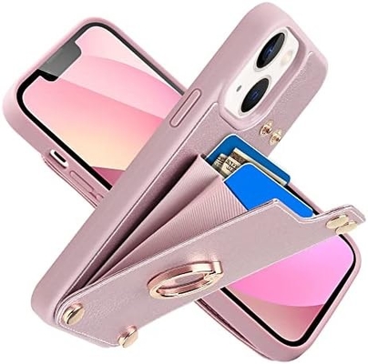 Карточники с iPhone 13 Pro Max, 360° вращающийся кольцевой держатель, кожаный картонный корпус, RFID-упорная крышка,