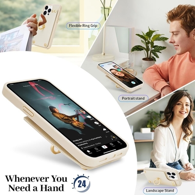 Карточники с iPhone 13 Pro Max, 360° вращающийся кольцевой держатель, кожаный картонный корпус, RFID-упорная крышка,