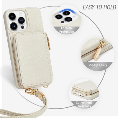 iPhone 12 Pro/iPhone 12 Wallet Case с кабиной, рюкзаком с ципом, браслетом, RFID-защищенным чехлом для кошелька -