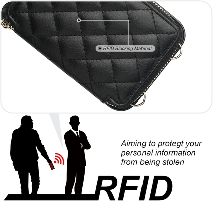 iPhone 12/12 Pro кроссбоди сумка, RFID защищенный PU кожаный ремень брекет с карточным слотом Разделенная сумка запястье ремень шнур