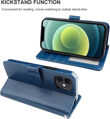 Совместима с кошельком для iPhone 12/Pro с держателем карт PU кожаный подставник устойчивый к ударам запястье ремень clamshell 6,1-дюймовый