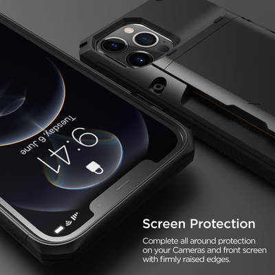 Для iPhone 12 Pro Max с [4 карты]Премиум твердый кредитный карточный слот кошелек для iPhone 12 Pro Max 6,7-дюймовый
