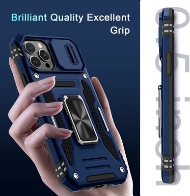 iPhone 12 Pro Max с крышкой слайдной камеры+защитным устройством для экрана ((1 упаковка), вращающимся кольцом Kickstand военного класса Shockproof