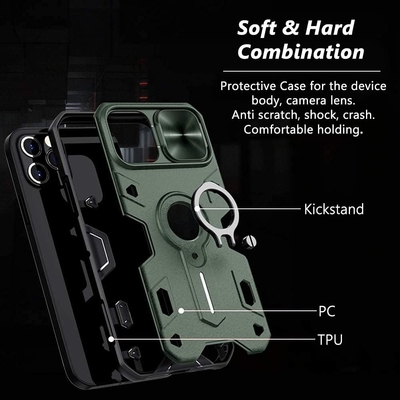 Чехлы для iPhone 12 Pro Max с крышкой камеры и подставкой, защитная крышка для брони военного класса,