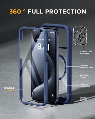 Магнитный корпус для iPhone 12 Pro Max полный корпус встроенный стеклянный защитник экрана и защитник камеры