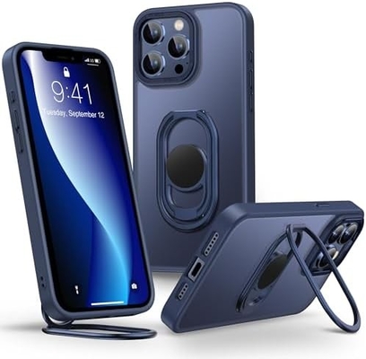 Защита для iPhone 12 Pro Max Чехло со стойкой, Чехло для телефона Чистое с держателем двойного кольца [Регулируемый и складной]