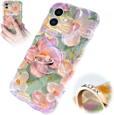 Чехло для iPhone 12 Pro Max Кольцо, цветок с маслом Красочный ретро цветок милый волнистый волновой каркас Чехло для телефонов для женщин