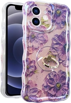 Чехло для iPhone 12 Pro Max Кольцо, цветок с маслом Красочный ретро цветок милый волнистый волновой каркас Чехло для телефонов для женщин