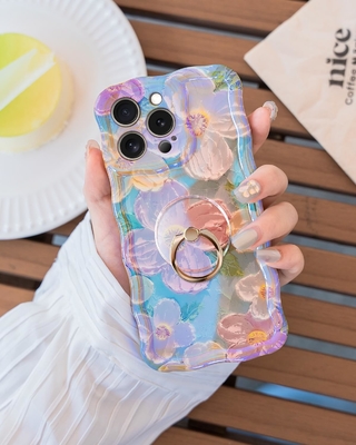 Чехло для iPhone 12 Pro Max Кольцо, цветок с маслом Красочный ретро цветок милый волнистый волновой каркас Чехло для телефонов для женщин