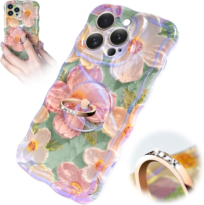 Чехло для iPhone 12 Pro Max Кольцо, цветок с маслом Красочный ретро цветок милый волнистый волновой каркас Чехло для телефонов для женщин