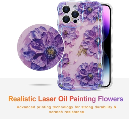 iPhone 12 Pro Max, красочный ретро-масляный печатный лазерный глянцевый рисунок милый кудрявый волнистый край изысканный чехол для телефона