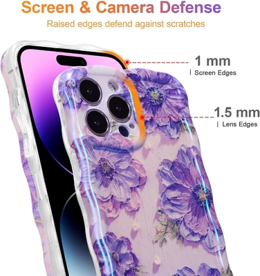 iPhone 12 Pro Max, красочный ретро-масляный печатный лазерный глянцевый рисунок милый кудрявый волнистый край изысканный чехол для телефона