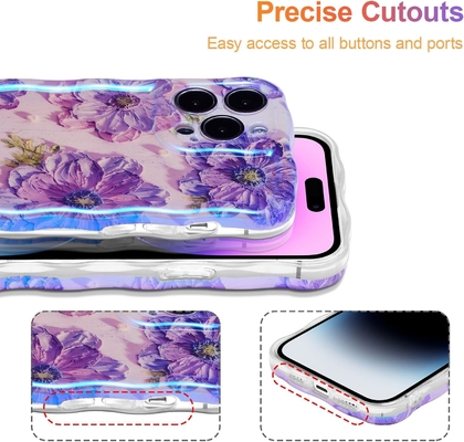 iPhone 12 Pro Max, красочный ретро-масляный печатный лазерный глянцевый рисунок милый кудрявый волнистый край изысканный чехол для телефона