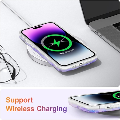iPhone 12 Pro Max, красочный ретро-масляный печатный лазерный глянцевый рисунок милый кудрявый волнистый край изысканный чехол для телефона