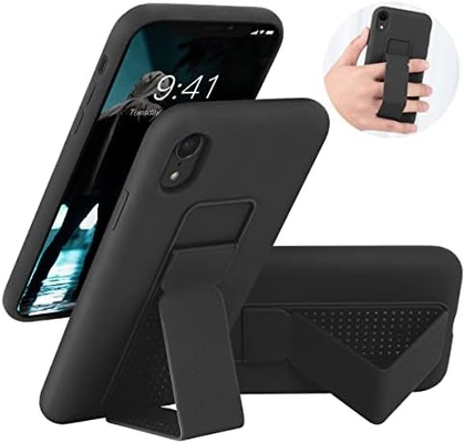 Силиконовый подставный корпус совместим с корпусом iPhone 11 (6,1 дюйма) Вертикальный и горизонтальный подставный корпус ручная лента Металлический подставный корпус