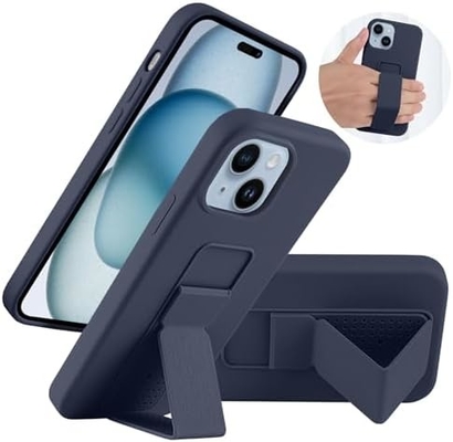 Силиконовый подставный корпус совместим с корпусом iPhone 11 (6,1 дюйма) Вертикальный и горизонтальный подставный корпус ручная лента Металлический подставный корпус