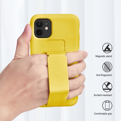 Силиконовый подставный корпус совместим с корпусом iPhone 11 (6,1 дюйма) Вертикальный и горизонтальный подставный корпус ручная лента Металлический подставный корпус