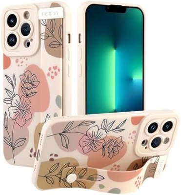 iPhone 12 Pro Max Силиконовый чехол с ремнем для женщин Девочки Милые цветочные цветы Модель дизайна Регулируемая мягкая проводка