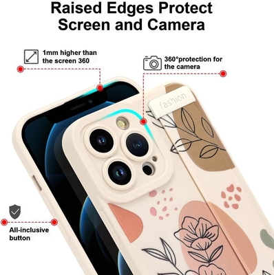 iPhone 12 Pro Max Силиконовый чехол с ремнем для женщин Девочки Милые цветочные цветы Модель дизайна Регулируемая мягкая проводка