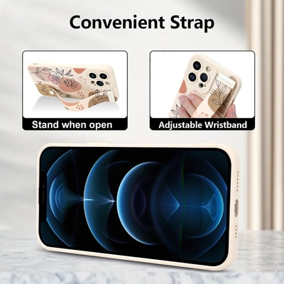 iPhone 12 Pro Max Силиконовый чехол с ремнем для женщин Девочки Милые цветочные цветы Модель дизайна Регулируемая мягкая проводка