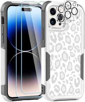 [5 в 1 для iphone 15 Plus Case, с 2 пакетом защитника экрана + 2 пакетом защитника объектива камеры, тяжело-должность прочный прочный