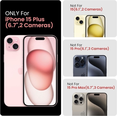 [5 в 1 для iphone 15 Plus Case, с 2 пакетом защитника экрана + 2 пакетом защитника объектива камеры, тяжело-должность прочный прочный