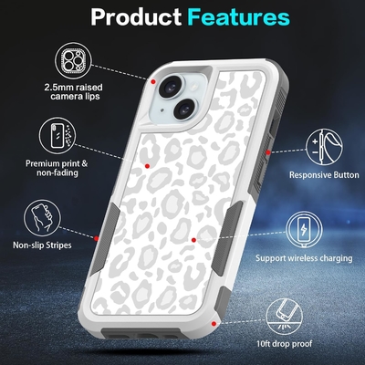 [5 в 1 для iphone 15 Plus Case, с 2 пакетом защитника экрана + 2 пакетом защитника объектива камеры, тяжело-должность прочный прочный