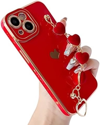 для iPhone 12 Pro Max Чехло,Красивая покрытка Любовь Сердце Запястье Повязка Цепочка Браслет Мягкий совместим с