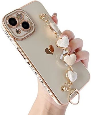 для iPhone 12 Pro Max Чехло,Красивая покрытка Любовь Сердце Запястье Повязка Цепочка Браслет Мягкий совместим с