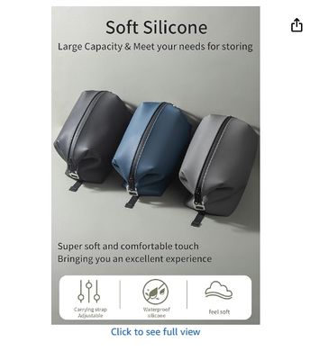 6.5" 3L Large Silicone Dopp Kit,Waterproof Leakproof Toiletry Bag,Foldable Travel Makeup Case for Mens Womens