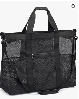 Wire Mesh Beach Bag, Large Beach Tote Bag, With Zipped Pockets, Suitable For Family Pool Bags, Essential For Toys And Vacations