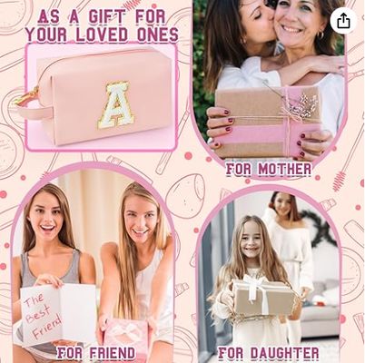 Персонализированная косметичка с инициалами и ручкой, косметичка в стиле преппи с внутренним карманом на молнии, для девочек 8 9 10 11 12 13 14 лет, подарки на выпускной для девочек-подростков, женщин, учителей