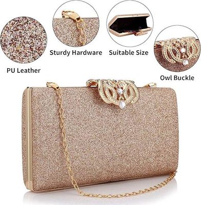 Women Evening Clutch Bag Leather Sparkling Designer Handbag Purse for Wedding Party