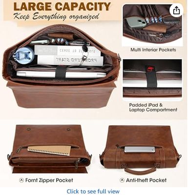 RAINSMORE Мужская сумка-мессенджер 17 дюймов Водонепроницаемый винтажный кожаный портфель Большая сумка для ноутбука Сумка-саквояж Сумка через плечо для компьютера для офиса, бизнеса, путешествий, колледжа