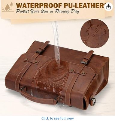 RAINSMORE Мужская сумка-мессенджер 17 дюймов Водонепроницаемый винтажный кожаный портфель Большая сумка для ноутбука Сумка-саквояж Сумка через плечо для компьютера для офиса, бизнеса, путешествий, колледжа