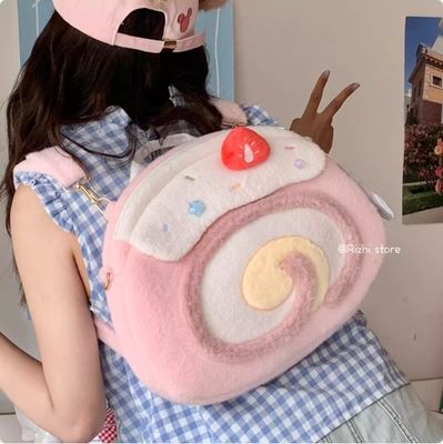 Original Swiss plush double-shoulder bag for girls - Lolita style handbag, cute and large capacity crossbody bag