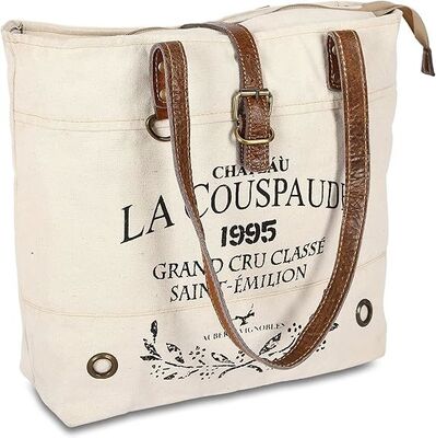 Upcycled Large Canvas shoulder Bag for women canvas tote boho handbag